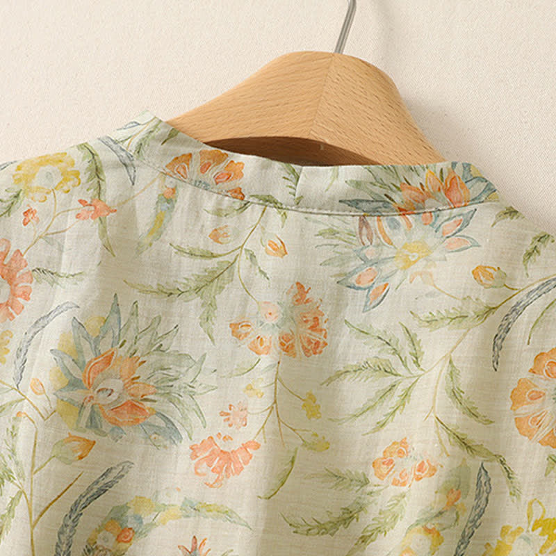 Buddha Stones Summer Boho Drawstring Floral Women's Short Sleeve Dress With Pocket - image 3