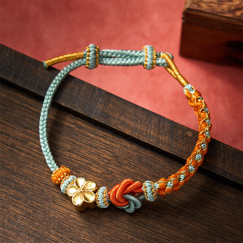 Buddha Stones Mandala Braided Rope Confidence Bracelet - Aquamarine - With Flower Accessory - image 9