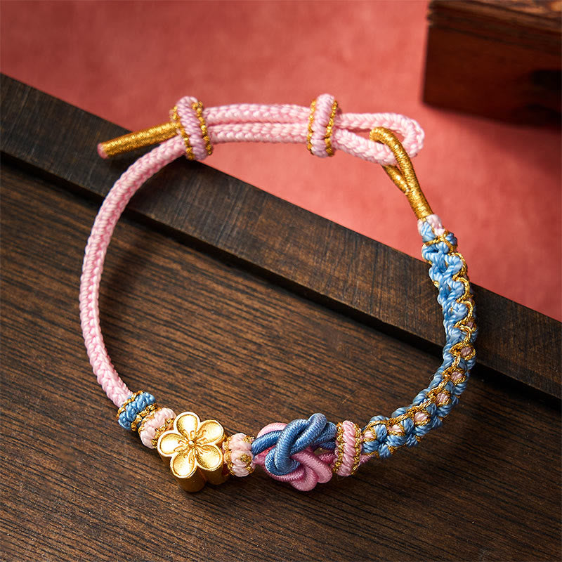 Buddha Stones Mandala Braided Rope Confidence Bracelet - Pink - With Flower Accessory - image 26