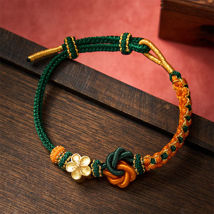 Buddha Stones Mandala Braided Rope Confidence Bracelet - DarkGreen - With Flower Accessory - image 16