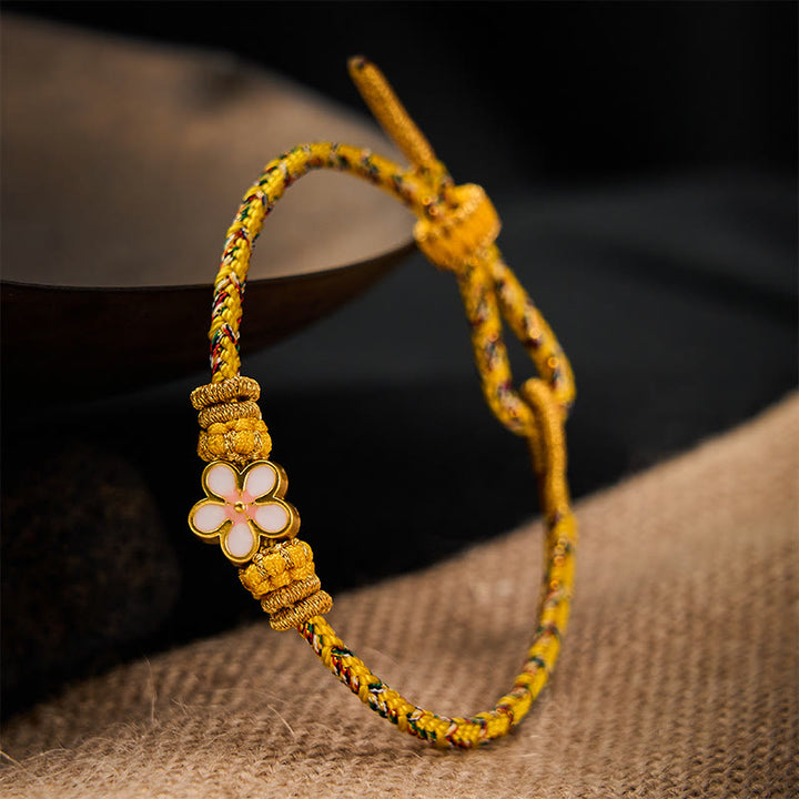 Buddha Stones Yellow Braided Rope Flower Rootedness Bracelet - image 3