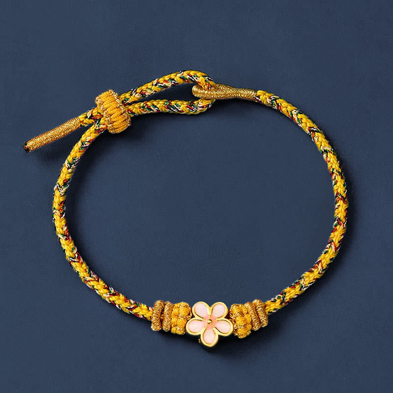Buddha Stones Yellow Braided Rope Flower Rootedness Bracelet - image 2
