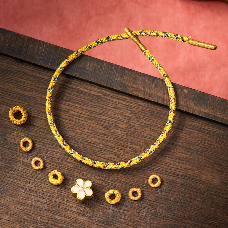 Buddha Stones Yellow Braided Rope Flower Rootedness Bracelet - image 4
