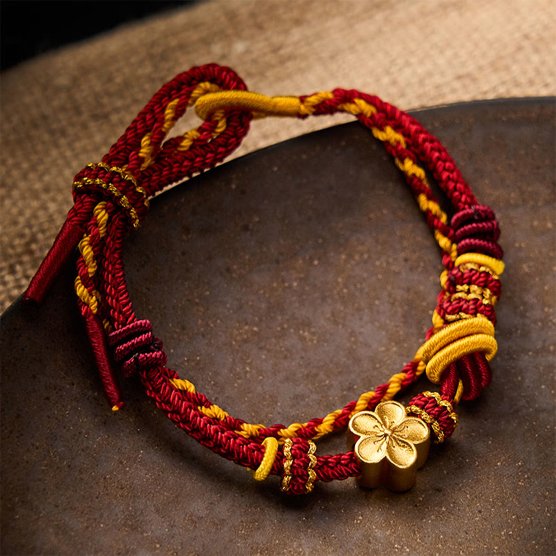Buddha Stones Flower Braided Rope Knot Double Wrap Adjustable Bracelet - image 2