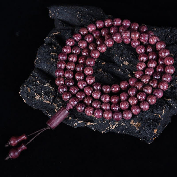 Buddha Stones Natural Peltogyne Gourd 108 Bead Mala - Bamboo Joint - 8mm - image 12