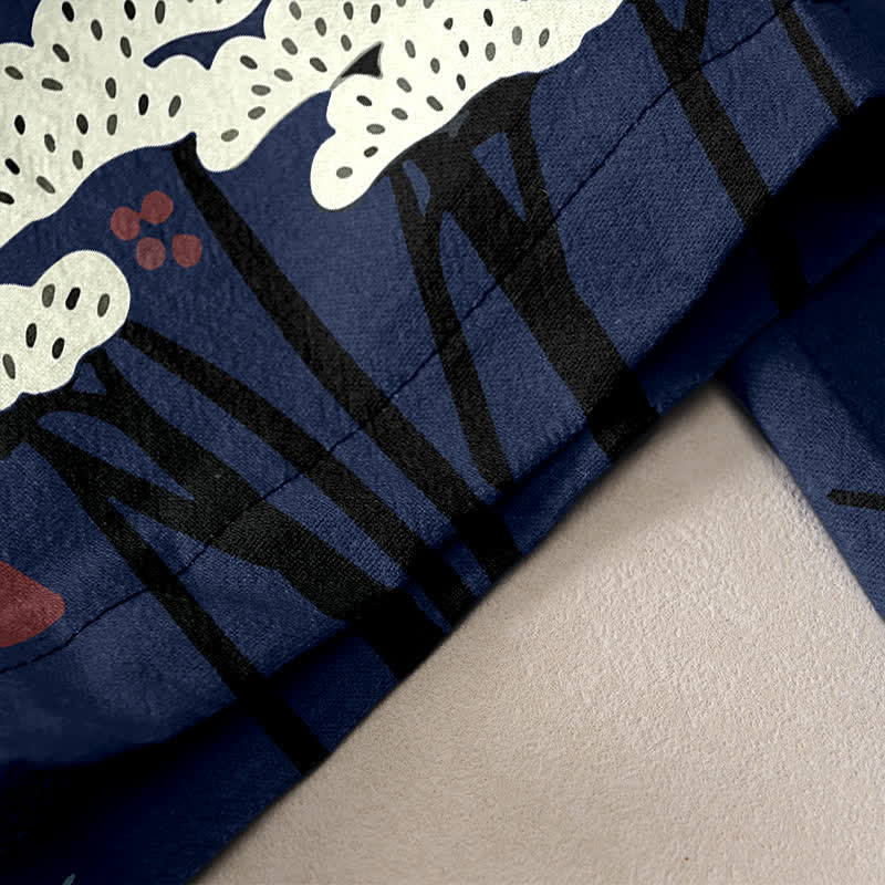 Buddha Stones Pure Cotton Graceful Crane And White Tree Pattern Women's Elastic Waist Pants With Pockets - image 2