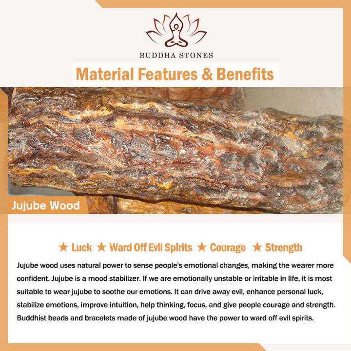 Buddha Stones Natural Jujube Wood 108 Bead Mala - image 5