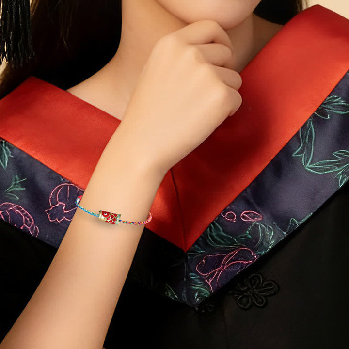 Buddha Stones Hand-Woven Colorful String Koi Fish Luck Braided Bracelet - image 4