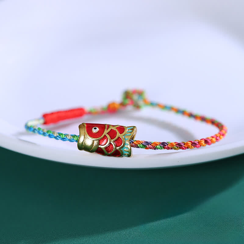 Buddha Stones Hand-Woven Colorful String Koi Fish Luck Braided Bracelet - image 1
