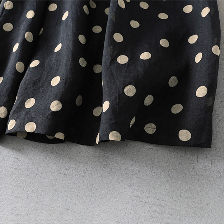 Buddha Stones Summer Casual Vintage Drawstring Polka Dot Women's Cropped Pants With Pockets - image 12
