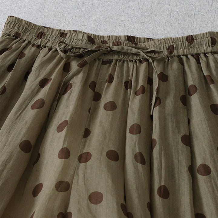 Buddha Stones Summer Casual Vintage Drawstring Polka Dot Women's Cropped Pants With Pockets - image 2