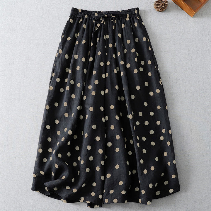 Buddha Stones Summer Casual Vintage Drawstring Polka Dot Women's Cropped Pants With Pockets - image 9