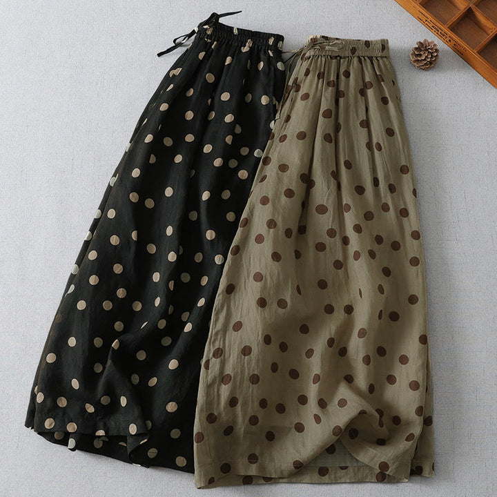 Buddha Stones Summer Casual Vintage Drawstring Polka Dot Women's Cropped Pants With Pockets - image 13