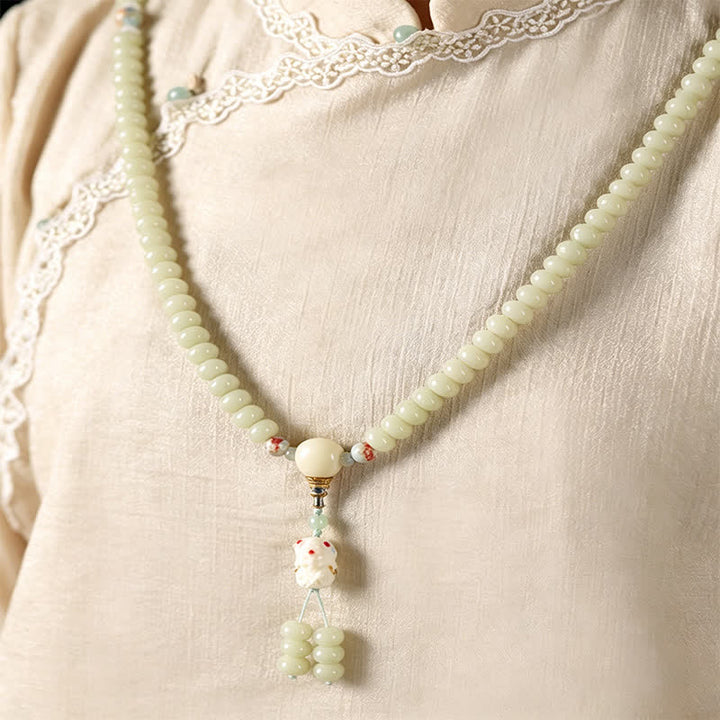 Buddha Stones White Bodhi Seed Bodhisattva Tara Hope Hand-Woven Ethnic 108 Bead Mala - image 9