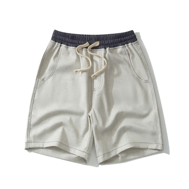 Buddha Stones Summer Casual Athletic Drawstring Solid Men's Shorts With Pocket - Beige - US/UK/AU42, EU52 (3XL) - image 8
