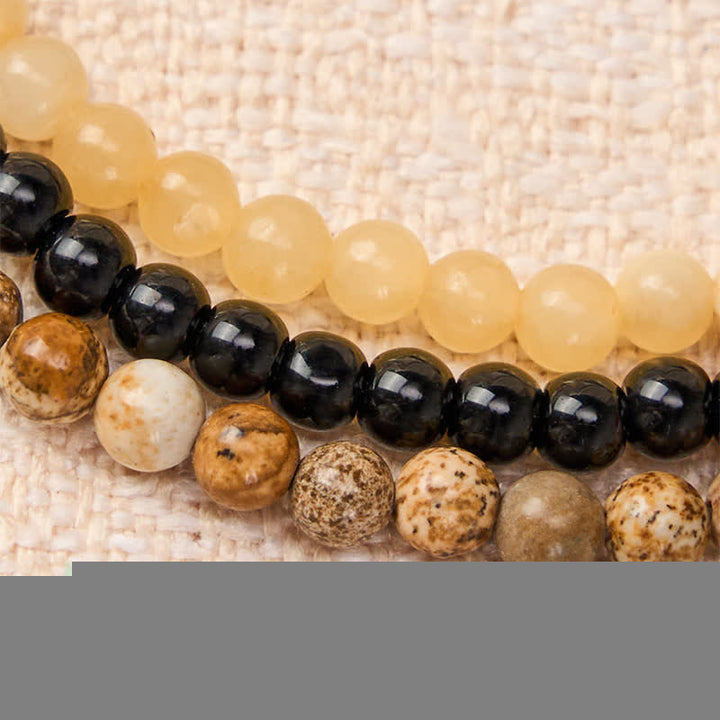 Buddha Stones 3pcs "Clear the Mental Path" Picture Jasper Wisdom Bracelet Includes Gift Message Card - image 4