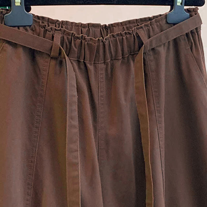 Buddha Stones Spring Casual Minimalist Drawstring Solid Long Pants Women's Harem Pants With Pockets - image 31