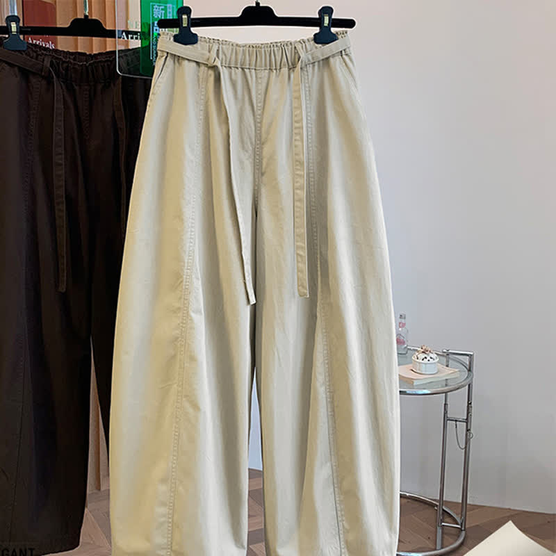 Buddha Stones Spring Casual Minimalist Drawstring Solid Long Pants Women's Harem Pants With Pockets - image 3