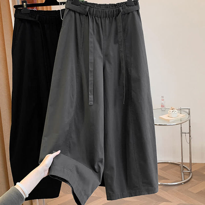 Buddha Stones Spring Casual Minimalist Drawstring Solid Long Pants Women's Harem Pants With Pockets - image 23