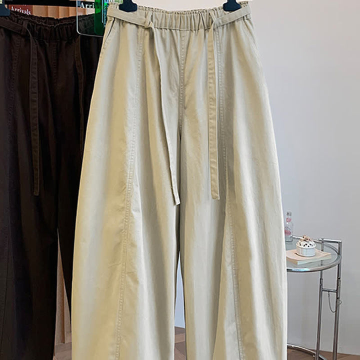 Buddha Stones Spring Casual Minimalist Drawstring Solid Long Pants Women's Harem Pants With Pockets - image 4