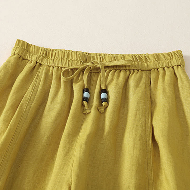 Buddha Stones Summer Casual Minimalist Drawstring Solid Cropped Pants Women's Wide Leg Pants With Pockets - image 9