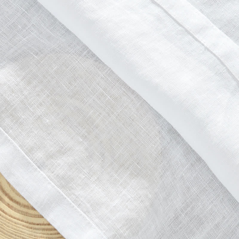 Buddha Stones Summer Casual Minimalist Button-Up Solid Linen Men's Short Sleeve Shirts - image 11