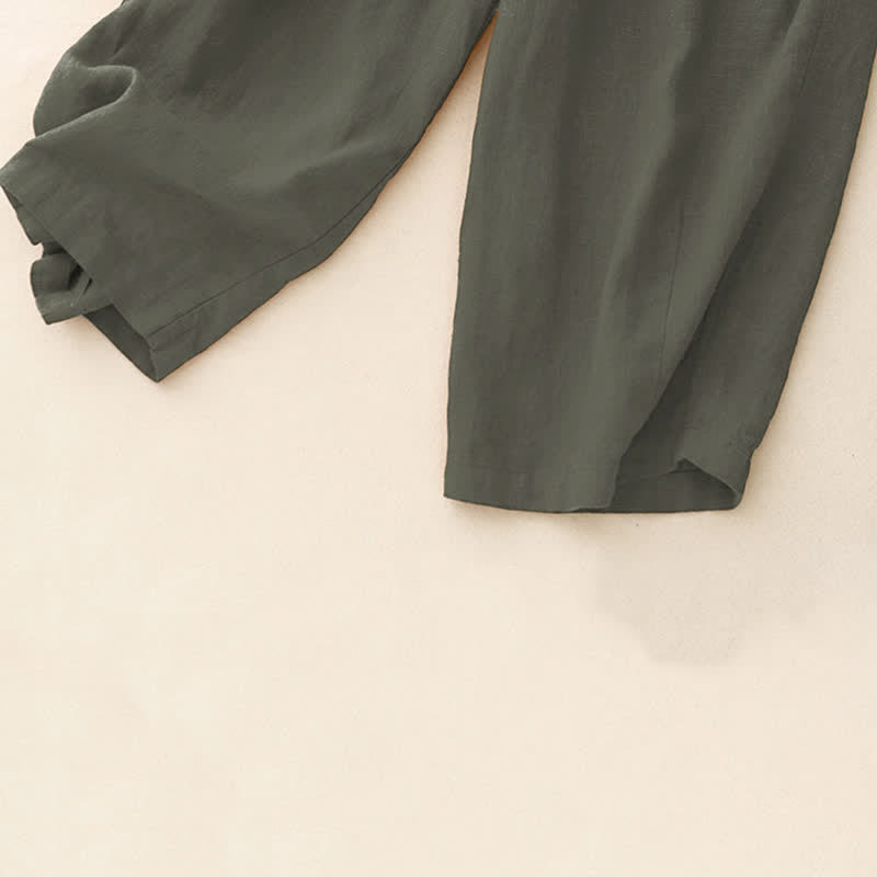 Buddha Stones Summer Casual Minimalist Drawstring Solid Ankle Pants Women's Straight Leg Pants With Pockets - image 8