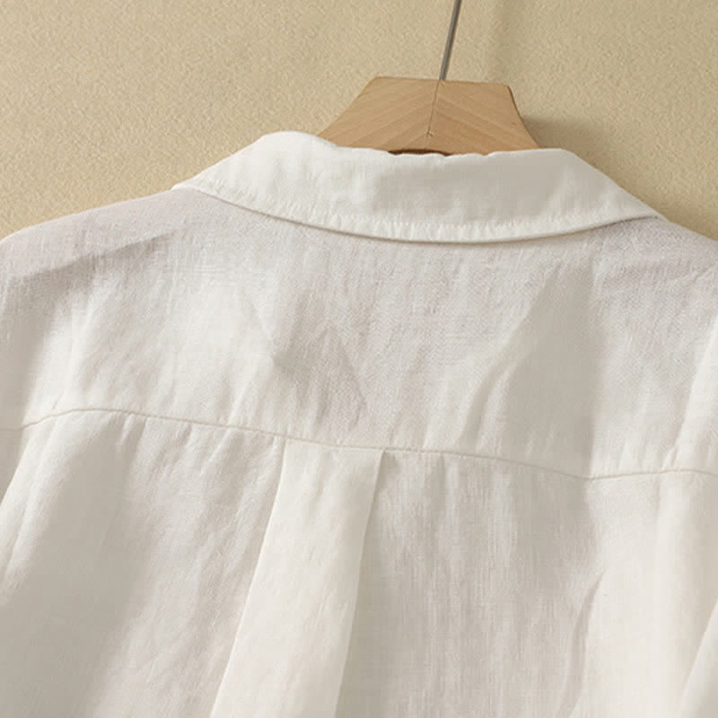 Buddha Stones Summer Casual Minimalist Button-Up Solid Women's Short Sleeve Shirts With Pocket - image 18