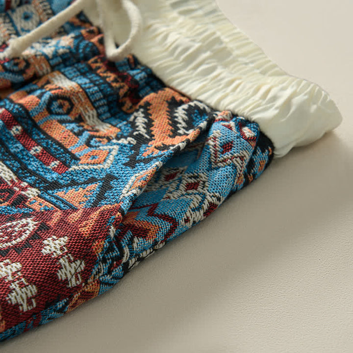 Buddha Stones Summer Casual Boho Drawstring Geometric Men's Shorts With Pockets - image 8