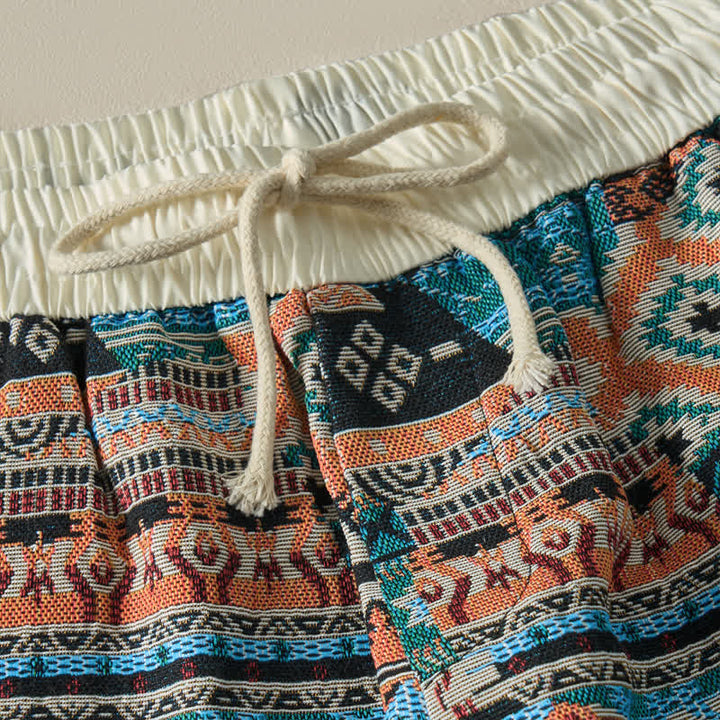 Buddha Stones Summer Casual Boho Drawstring Geometric Men's Shorts With Pockets - image 15