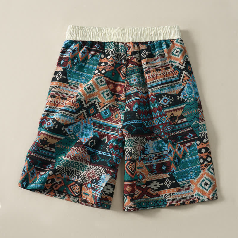 Buddha Stones Summer Casual Boho Drawstring Geometric Men's Shorts With Pockets - image 12