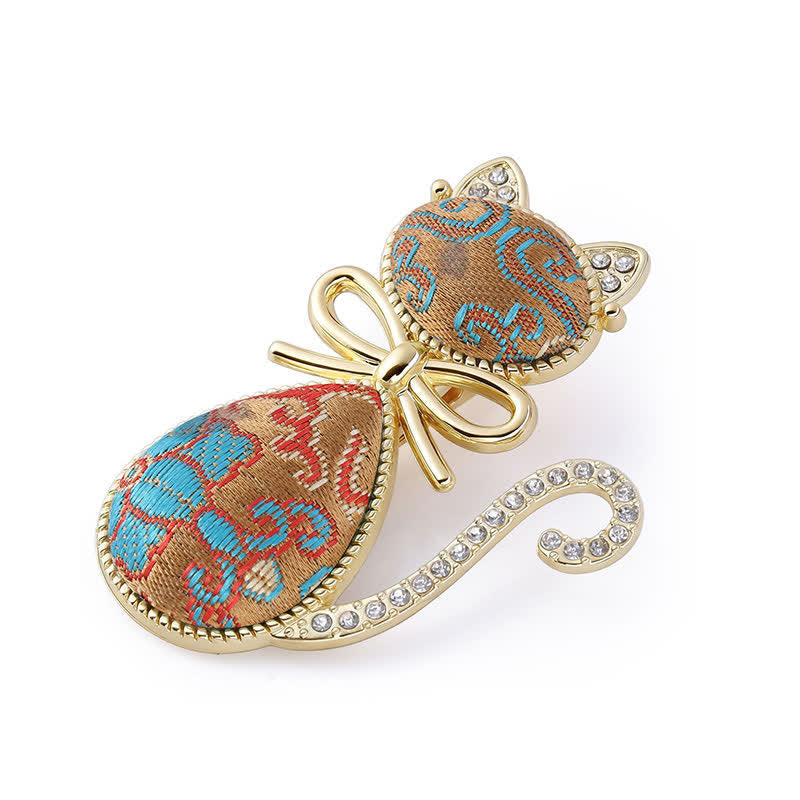 Buddha Stones Song Brocade Cat Gold Plated Rhinestone Chinese Style Hair Stick - Dark Gold (Same Color Tone – Pattern Varies) - image 8