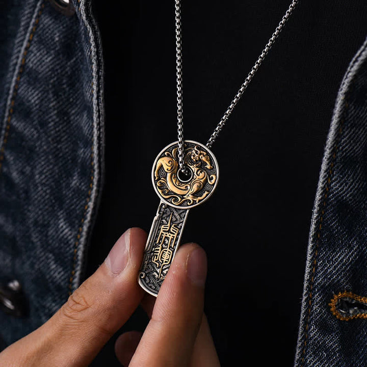 Buddha Stones Copper Dragon Strength Vintage Coin Pendant Necklace - Copper(Balance♥Wealth) - image 0