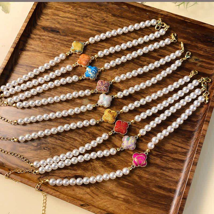 Buddha Stones Pearl Song Brocade Clover Purity New Chinese Bracelet - image 15