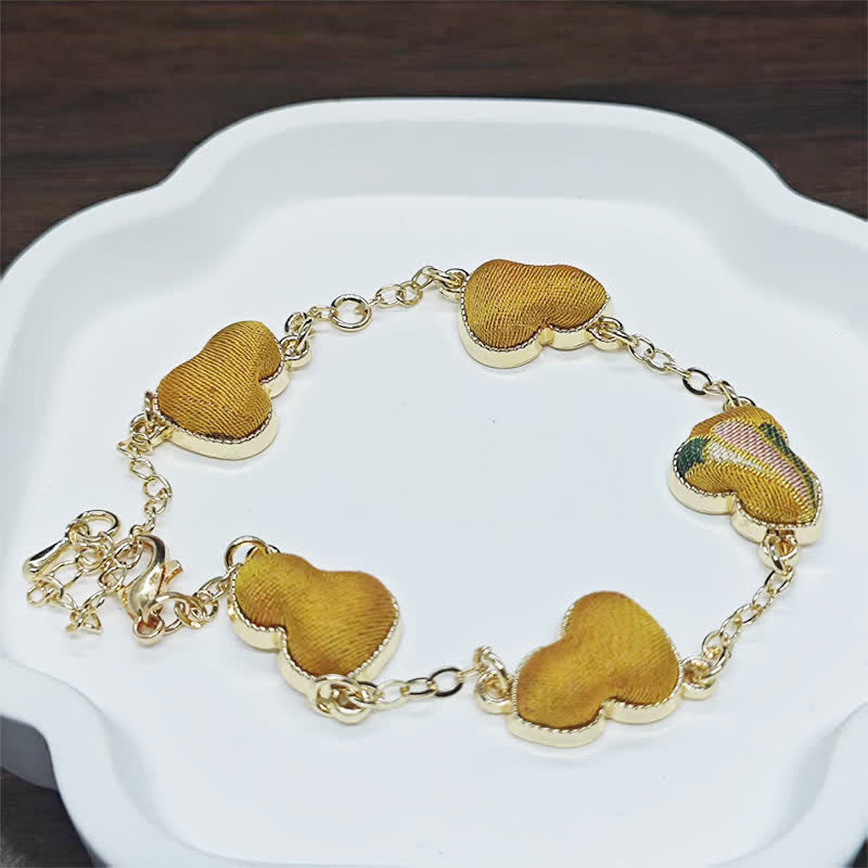 Buddha Stones Song Brocade Gourd Water Ripples Good Fortune Chinese Vintage Bracelet - Turmeric (Same Color Tone – Pattern Varies) - image 10