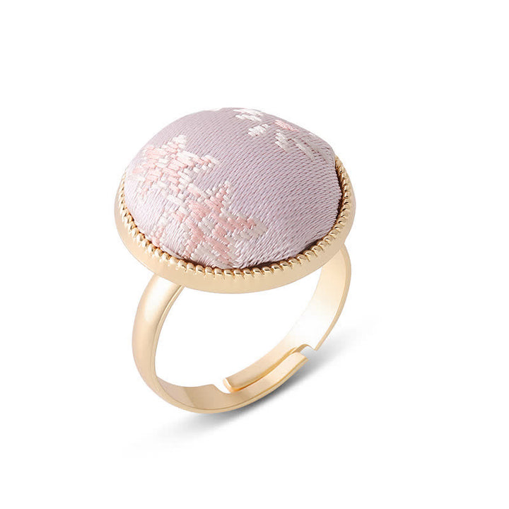 Buddha Stones Song Brocade Embroidered Round Elegance Ring - Pink(Same Color Tone – Pattern Varies) - image 20