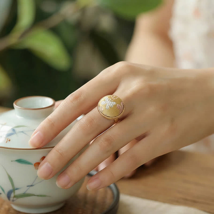 Buddha Stones Song Brocade Embroidered Round Elegance Ring - image 22