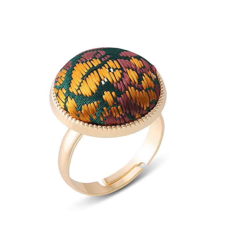 Buddha Stones Song Brocade Embroidered Round Elegance Ring - image 5