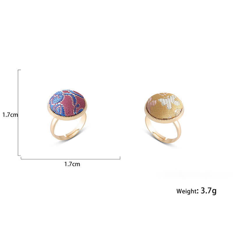Buddha Stones Song Brocade Embroidered Round Elegance Ring - image 18