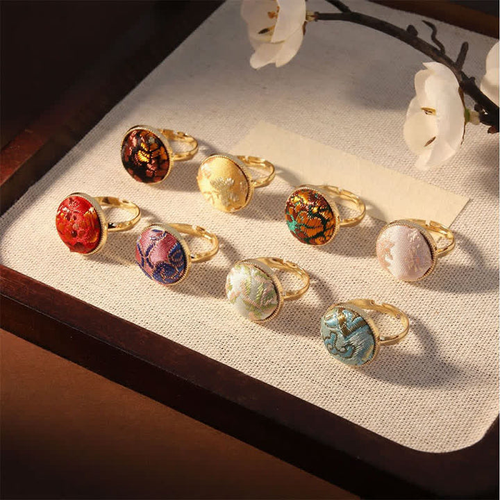Buddha Stones Song Brocade Embroidered Round Elegance Ring - image 24