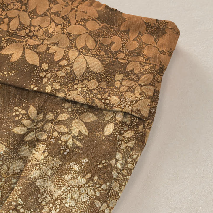 Buddha Stones Cotton Linen Crane Floral Pattern Women's Elastic Waist Wide Leg Pants With Pockets - image 3