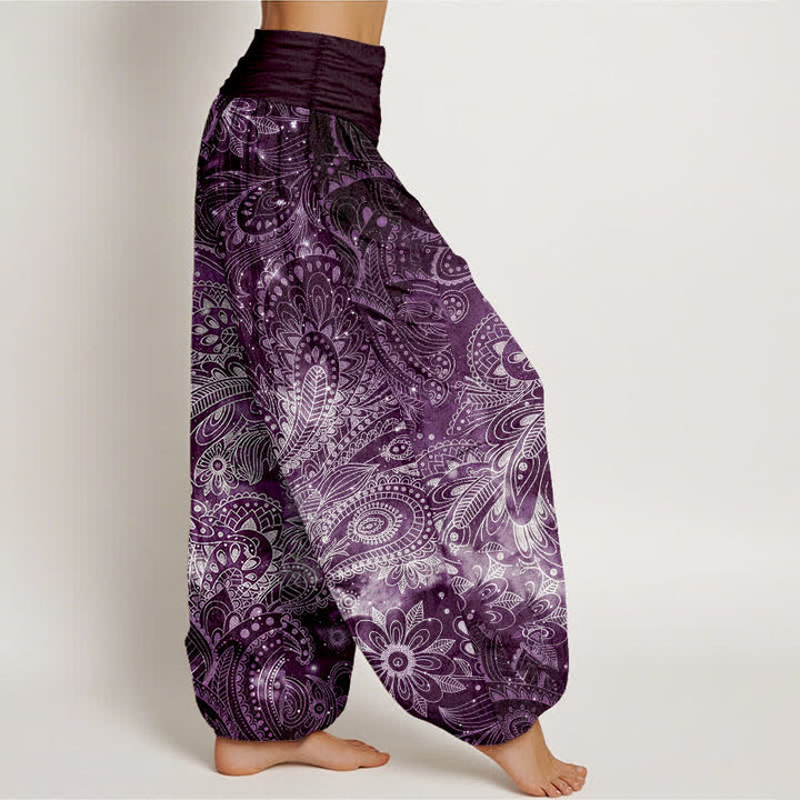 Buddha Stones Pure Cotton Elegant Paisley Pattern Women's Elastic Waist Harem Pants - image 7