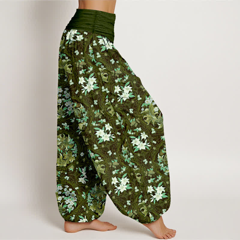 Buddha Stones Pure Cotton Floral Medallion Pattern Women's Elastic Waist Harem Pants - image 10