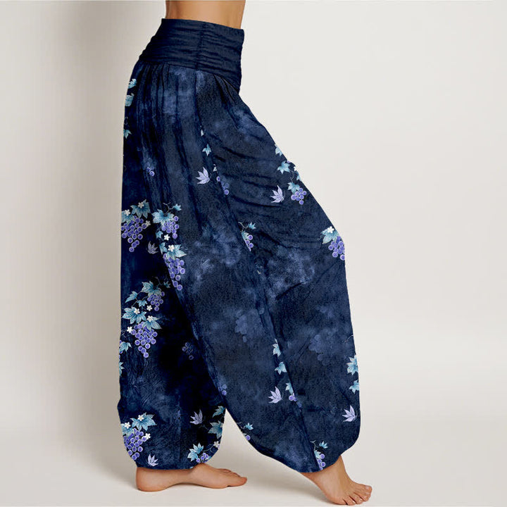 Buddha Stones Cotton Vintage Grape Vine Pattern Women's Elastic Waist Harem Pants - image 7