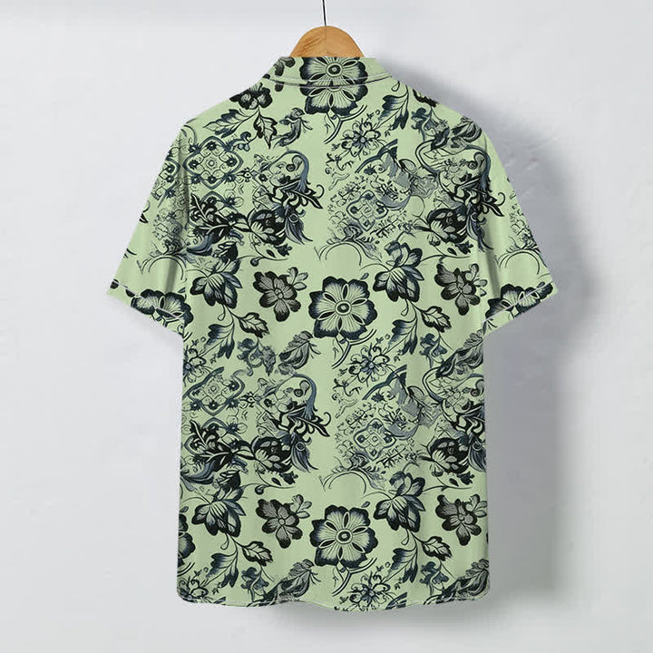Buddha Stones Tropical Floral Leaf Pattern Buttons Wrinkle-resistant Men's Short Sleeve Shirt - image 7