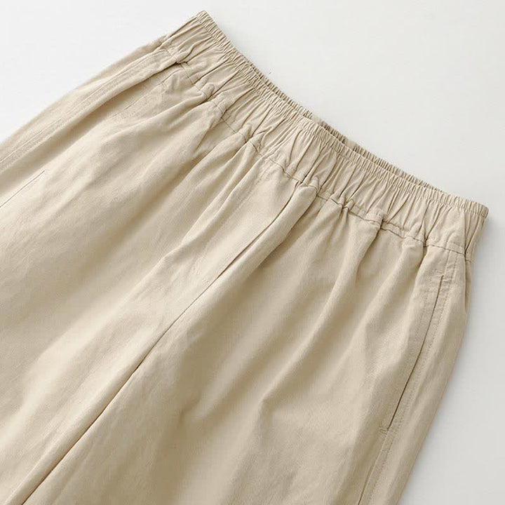 Buddha Stones Spring Summer Casual Minimalist Solid Cropped Pants Women's Wide Leg Pants With Pockets - image 3