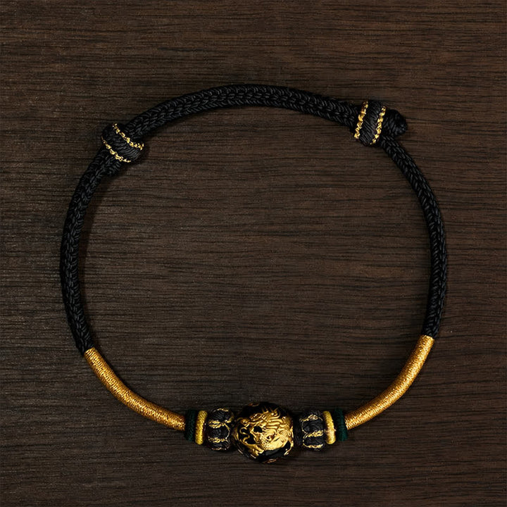 Buddha Stones Copper Dragon Bead Red String Strength Braided Bracelet - Black String (Wrist Circumference: 15–20 cm) - Dragon Bead - image 18