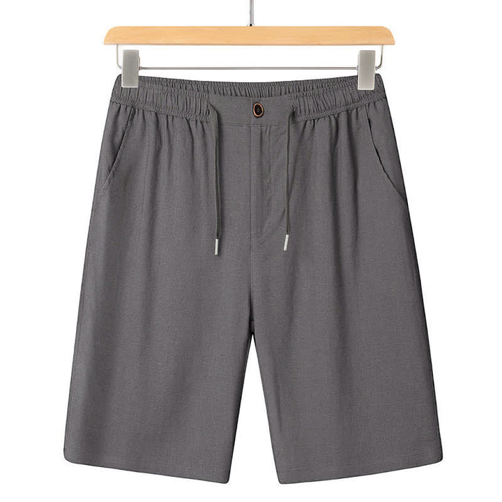Buddha Stones Summer Casual Mandarin Collar Solid Short Sleeve Shirt Drawstring Pants Men's Matching Sets With Pockets - Dark Gray Pants - US/UK/AU46，EU56 (5XL) - image 13