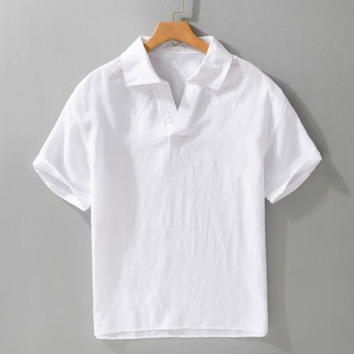 Buddha Stones Summer Casual Minimalist Solid Men's Short Sleeve Shirts - White - US/UK/AU42，EU52 (3XL) - image 9
