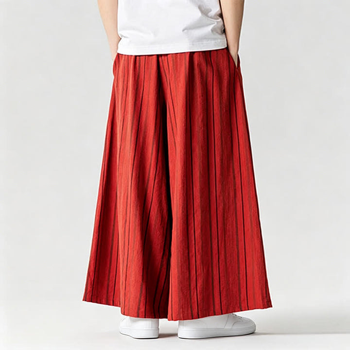 Buddha Stones Summer Vintage Drawstring Striped Ankle Pants Men's Wide Leg Pants With Pocket - image 31